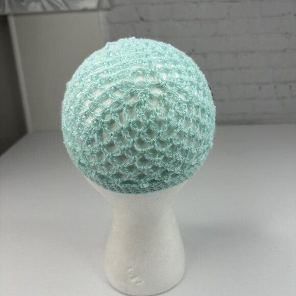 Handmade New Open Weave Fishnet Aunt Lynda's Ocean Cotton Knit Beanie- XXS/XS - Picture 4 of 10
